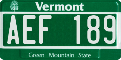VT license plate AEF189