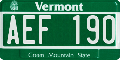 VT license plate AEF190