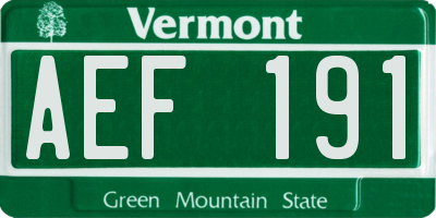 VT license plate AEF191