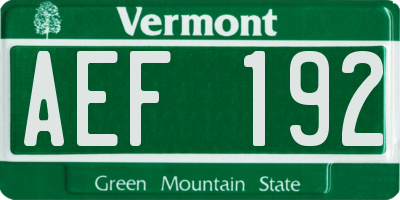 VT license plate AEF192