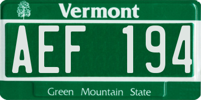 VT license plate AEF194