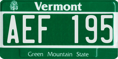 VT license plate AEF195