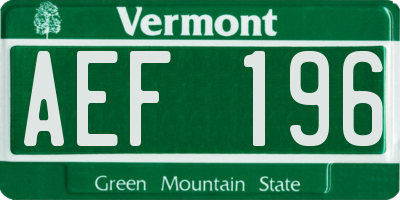 VT license plate AEF196