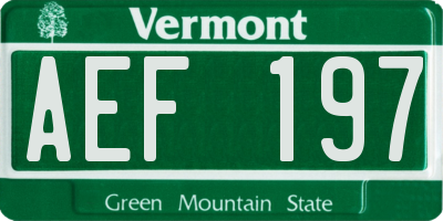 VT license plate AEF197