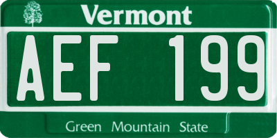 VT license plate AEF199