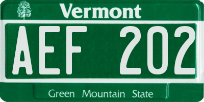 VT license plate AEF202