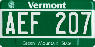VT license plate AEF207