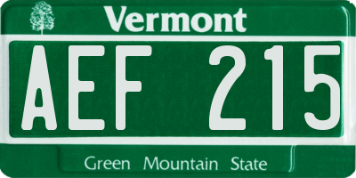 VT license plate AEF215