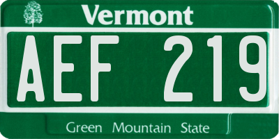VT license plate AEF219