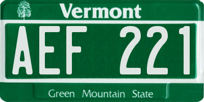 VT license plate AEF221