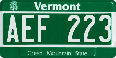 VT license plate AEF223