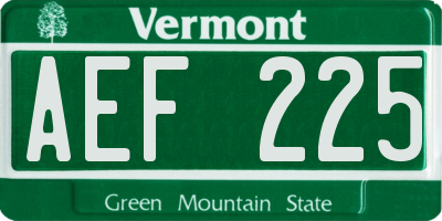 VT license plate AEF225