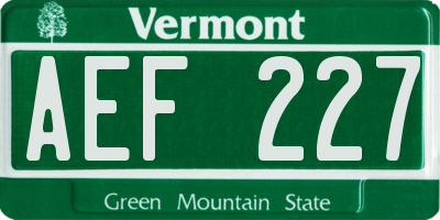 VT license plate AEF227