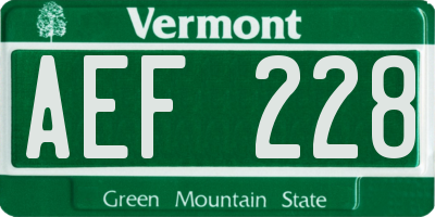 VT license plate AEF228
