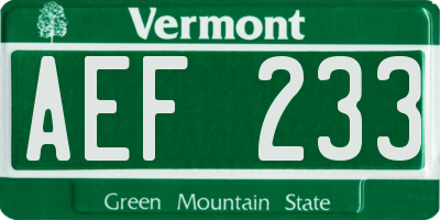 VT license plate AEF233