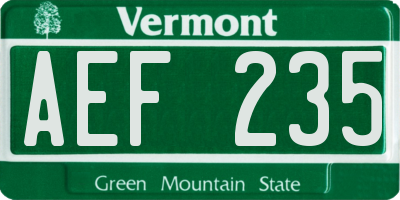 VT license plate AEF235