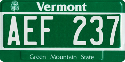 VT license plate AEF237