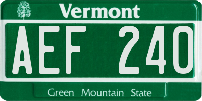 VT license plate AEF240