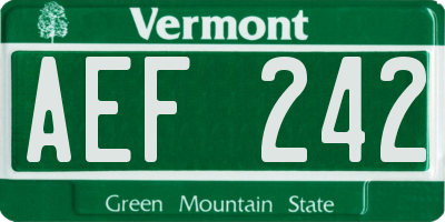 VT license plate AEF242