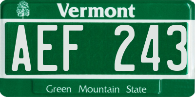 VT license plate AEF243