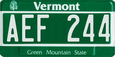 VT license plate AEF244