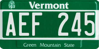 VT license plate AEF245