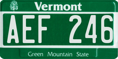VT license plate AEF246