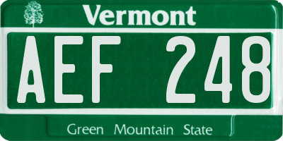 VT license plate AEF248