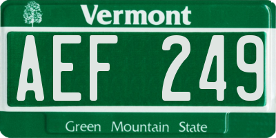 VT license plate AEF249