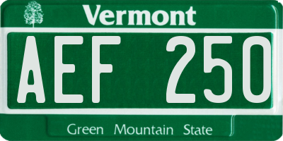 VT license plate AEF250