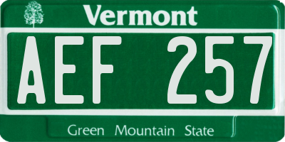 VT license plate AEF257