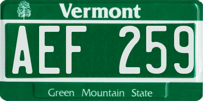VT license plate AEF259