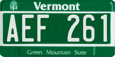 VT license plate AEF261
