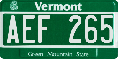 VT license plate AEF265