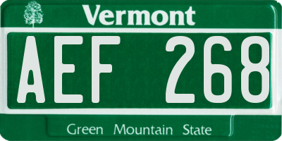 VT license plate AEF268