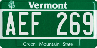 VT license plate AEF269