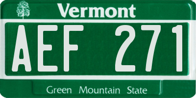 VT license plate AEF271