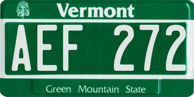 VT license plate AEF272