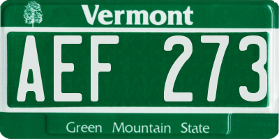 VT license plate AEF273