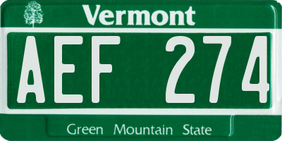 VT license plate AEF274