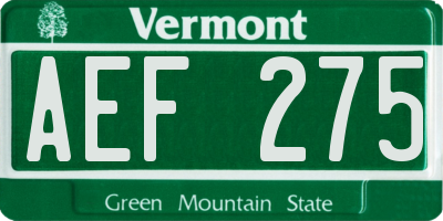VT license plate AEF275