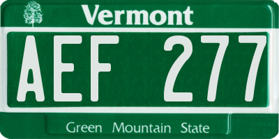 VT license plate AEF277