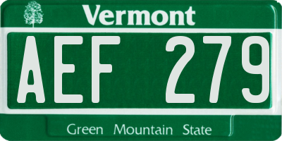 VT license plate AEF279