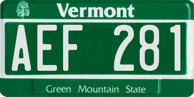 VT license plate AEF281