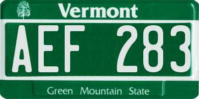 VT license plate AEF283