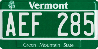 VT license plate AEF285