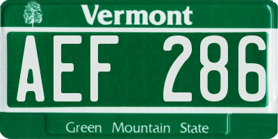 VT license plate AEF286