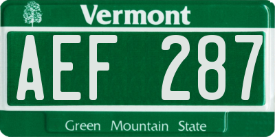 VT license plate AEF287