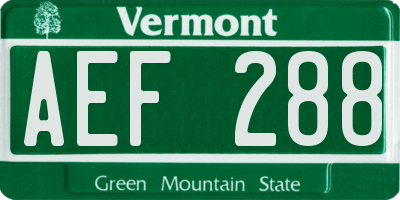 VT license plate AEF288