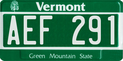 VT license plate AEF291
